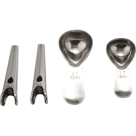 Kaffeelöffel-Set, 2 Kaffee-Messlöffel, 1 Esslöffel (15 ml) und 1 Esslöffel (30 ml), 2 Stück langer Kaffee (1/5)