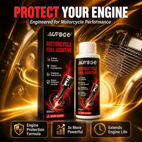 AUTUGO Motorrad-Kraftstoffadditiv-Reiniger (kein Ausbau erforderlich) – Entfernt Ölflecken von Drosselklappe und Einspritzdüsen – 150 ml -- BIEMMEDUE (1/4)