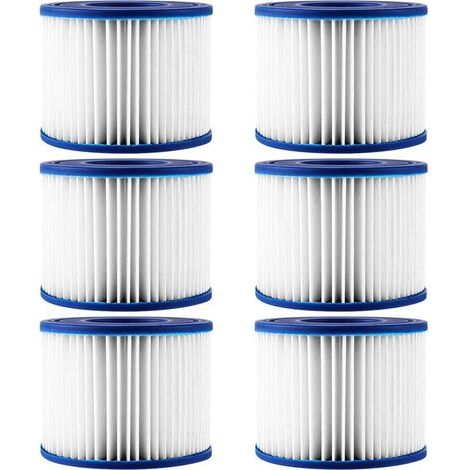 6 Pièces Filtre Spa VI pour Spa Gonflable, Filtre Cartouche pour Bestway, Lay-Z-Spa Vegas/Monaco/Palm Springs, Hauteur 79mm, Diamètre Ext. 105mm, Int. 50mm, Matériau PU Durable (1/5)