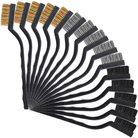 12/15-teiliges 7-Zoll-Mini-Drahtbürsten-Set mit gebogenem Griff aus Edelstahl-B