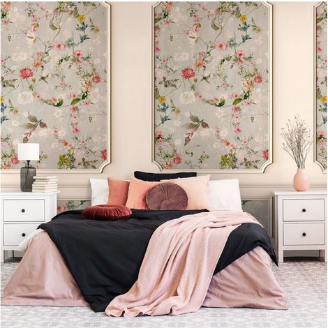 Sfondo fotografico Profhome 398471 Carta da parati TNT goffrata a caldo liscia 3D opaca beige grigio rosa verde 1,59 m x 2,8 m (1/4)