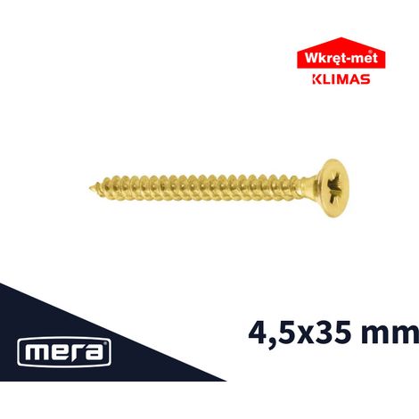 Viti per legno temprate Wkręt-met con testa svasata 4,5 x 35 con filettatura completa, 500 pezzi.