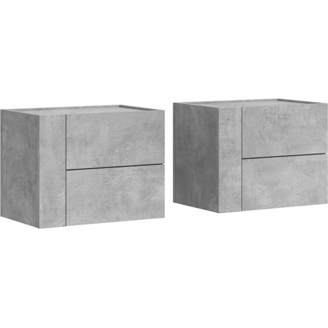 Set di 2 comodini da parete con due cassetti 45 x 30 x 35 cm in legno ingegnerizzato grigio DEC036085