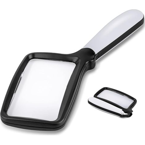 Lente d'ingrandimento pieghevole portatile con luce, lente d'ingrandimento rettangolare grande 3x per la lettura con luce LED dimmerabile. (1/3)