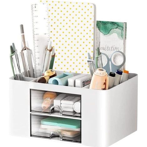 Organisateur de bureau, porte-stylo multifonctionnel avec tiroir (1/5)
