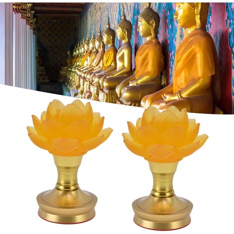 Lot de 2 lampes lotus LED en cristal à trois couleurs réglables, pour usage domestique, lampe d'offrande bouddhiste, lampe à brancher, articles bouddhistes, norme européenne 100-240 V (1/5)