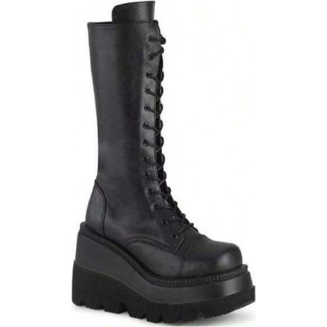 Botas larges de style gothique avec suela gruesa, botas de motociclista que no llegan por encima de la rodilla, botas altas estrechas de cabeza grande para mujer (1/2)