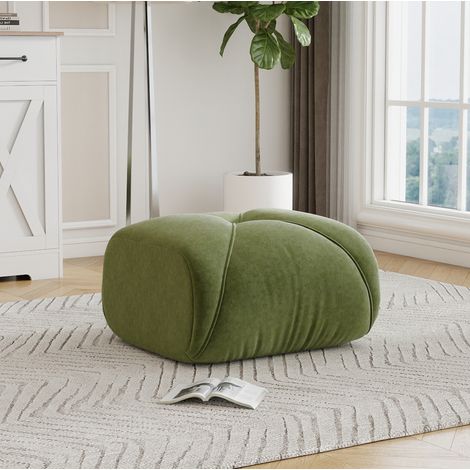 Puf otomano de chenilla verde 78 x 76 x 45 cm OKWISH (1/5)