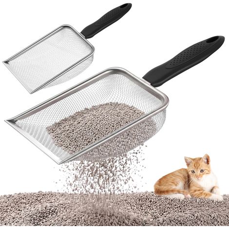 Pelle à Litière en Maille d'Acier Inoxydable Tamis à Sable pour Hamster Chat Chien Lapin 2 Pièces (1/5)