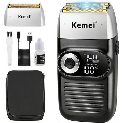 Barber Shaver for Men Rechargeable Electric Razor with Beard Trimmer, Cordless Lithium Titanium Razor with Travel Case (1/5)