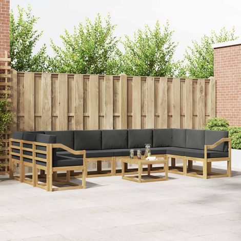 vidaXL Outdoor-Sofagarnitur mit Kissen 11 pcs Weiß und Anthrazit (1/5)