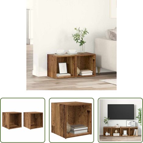 vidaXL Altholz - TV-Schrankset 2 pcs Altholz 37 x 35 x 37,5 cm Holzwerkstoff (1/5)