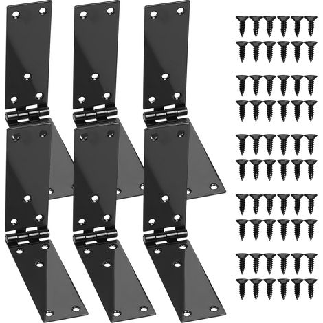 Charnières de Caisse en Acier galvanisé, 6 Pcs, 200 x 35 mm, Noir (1/5)