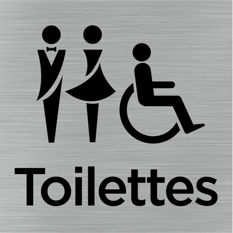 Pictogramme Toilettes Mixtes (Q1051).- Plaque aluminium brossé -