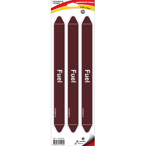 Planche de 3 marqueurs de tuyauterie 355 x 37 mm pour Ø 50 à 70 mm - Fuel - 4701189