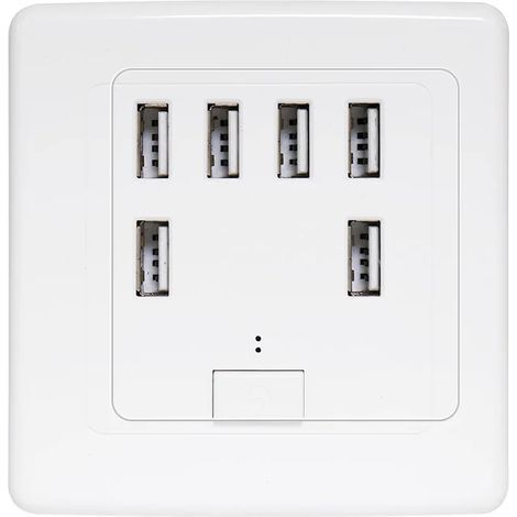 prise murale universelle USB, 6 ports intégrés, panneau de charge 220V 4A, charge rapide (1/4)