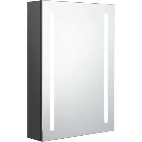 Armadietto Bagno Mobile da Bagno con Specchio e LED Grigio 50x13x70 cm (1/5)