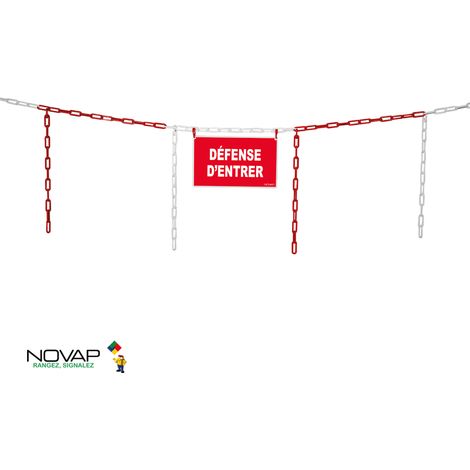 Kit de délimitation barrière de chaîne 5m rouge/blanc et panneau défense d'entrer - 1365049 (1/2)