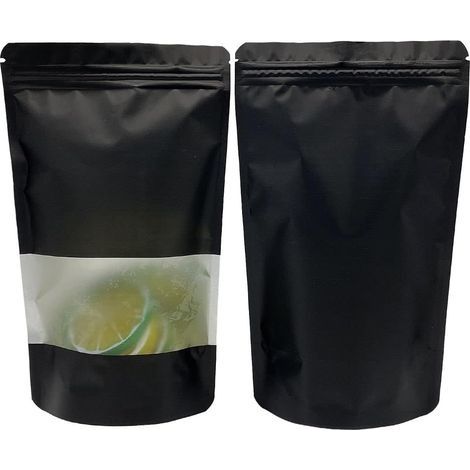 100 Pcs Sachets Alimentaires avec Fenêtre Transparente, Sachet Aluminium Zip Refermable Stand up, Sac Pochette Mylar Anti-Odeur pour Conservation Alimentaire (Noir,12x20+8cm) (1/4)