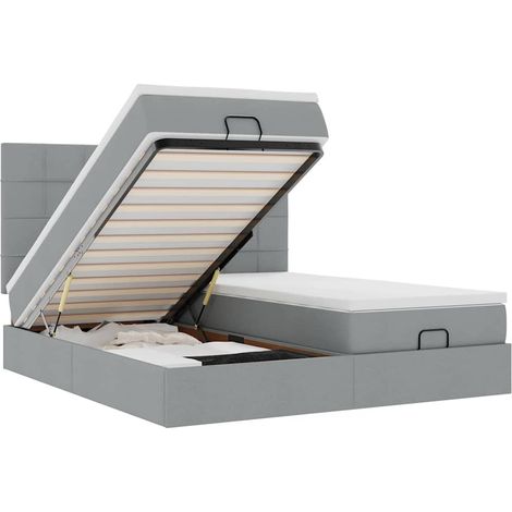 Maison Exclusive - Ottoman-Bett mit Matratzen & LEDs Hellgrau 160