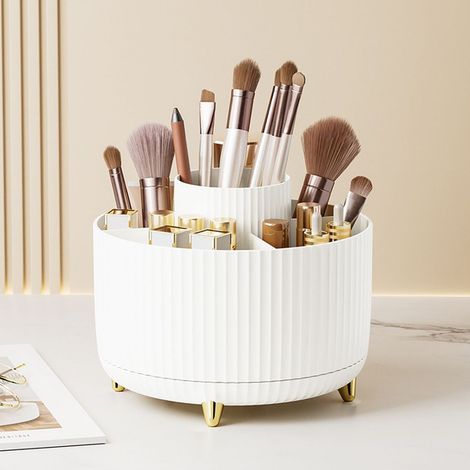 1 porte-stylo rotatif, rotation 360°, porte-brosse cosmétique, tasse à stylo blanc, bureau et maison (1/4)