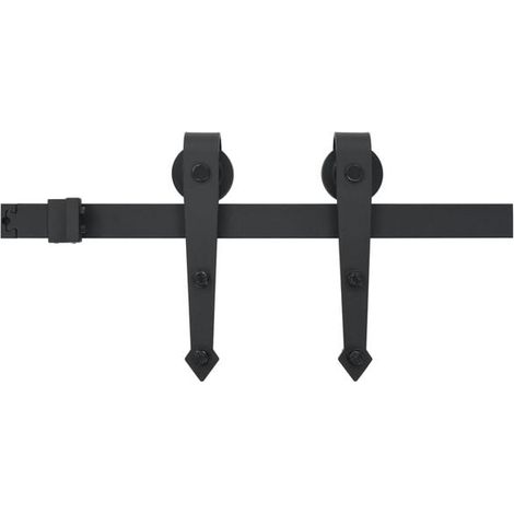 Kit de quincaillerie pour porte coulissante de 183 cm, acier noir (1/5)