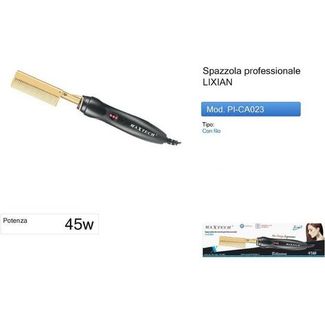 TRADE SHOP - Spazzola Lisciante Professionale Elettrica Pettine Riscaldante Capelli Pi-ca023 - (1/2)