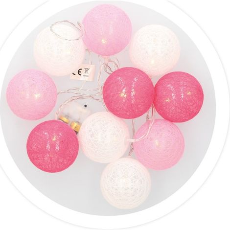 Guirlande lumineuse LED rose à boules de coton de 1,35 m, lumière chaude (1/3)