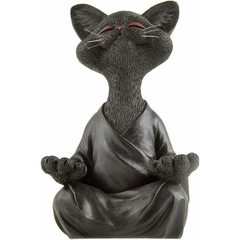 Statue Chat Bouddha Zen et Heureux en Meditation, idéale pour décoration intérieure et extérieure Maison et Jardin Magnifique Cadeau (1/5)