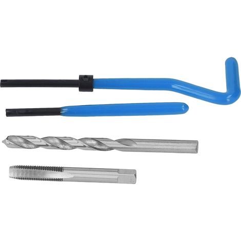 Kit d'outils de réparation de filetage 30 pièces M7x1, forets, tarauds et inserts en acier haute efficacité, type universel, convient à une utilisation automobile, bleu. (1/5)