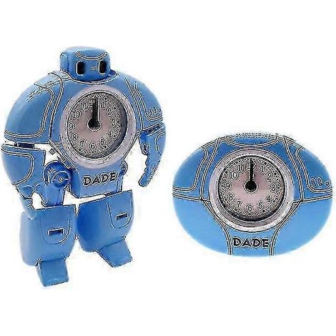 Réveil robot bleu compatible 2, horloge de bureau à dessin animé compatible (1/5)