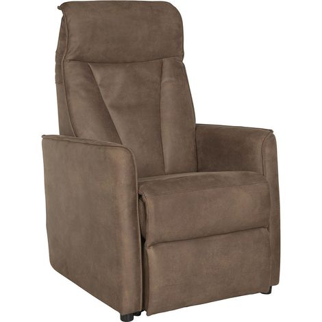 CILLIAN - Fauteuil Relax Electrique Suédine Brun Foncé (1/5)