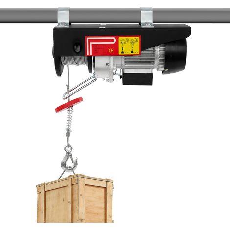 Palan électrique de 250 kg avec télécommande, treuil électrique de 500 W avec palan en fil d'acier plaqué zinc pour garage, entrepôt, usine, hauteur de levage de 9m/18 m (1/5)