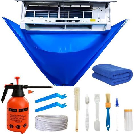 Kit de nettoyage climatiseur split 13 pièces – Sac étanche, brosse ventilation – Unités murales sans conduit (1/5)