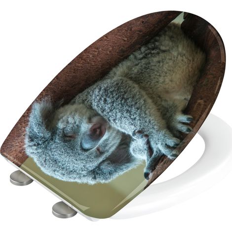 WENKO Abattant WC Original Koala, abattant WC avec frein de chute "easy close", fixation acier inox "fix clip", Duroplastique, 38x45 cm, multicolore (1/5)