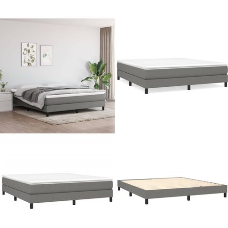 Cadre de lit sans matelas gris foncé 160x200 cm tissu - Cadre De Lit - Lit Double - Lit Gris - Lit Design - Literie - Home & Living (1/5)