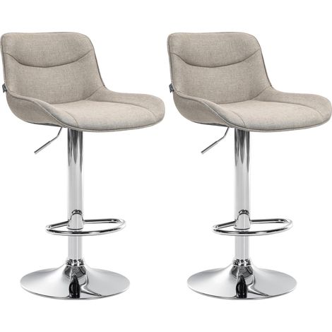 Lot de 2 tabourets de bar Vonore tissu Taupe Chrome