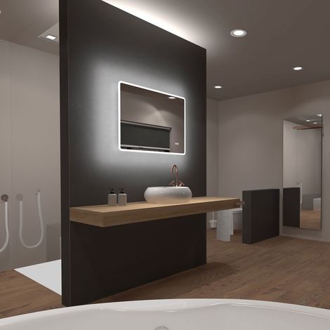 Espejo de baño LED rectangular auto-iluminación 80x70cm - Ulises LED 80 (1/5)