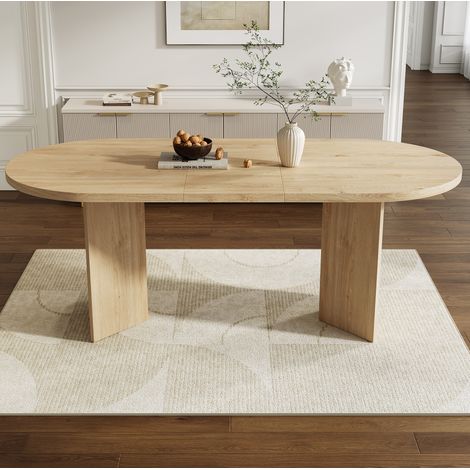 Mesa de comedor 160 x 80 cm para 6-8 personas, tablero de 18 mm, color roble HAVRYA (1/5)