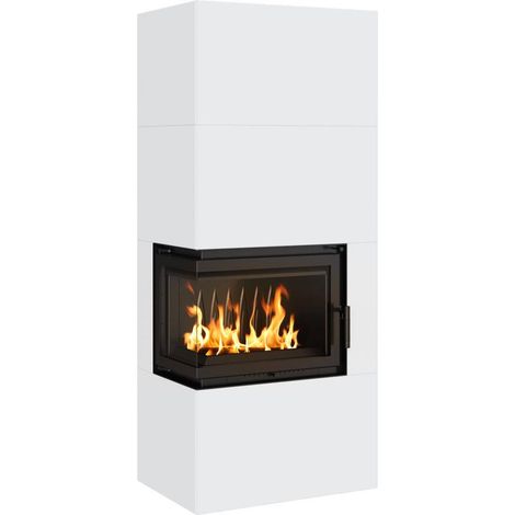 Kaminofen Kratki Simple Box Stahl Weiss links 8 kW Holzofen Bausatz Kamin (1/5)