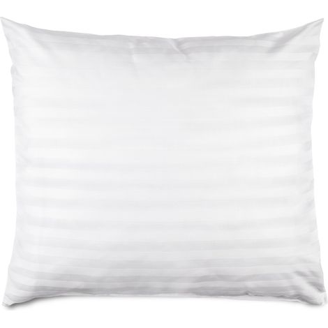 Funda de almohada de 50x60 cm, de algodón con fibra de bambú, a rayas, blanca. (1/4)