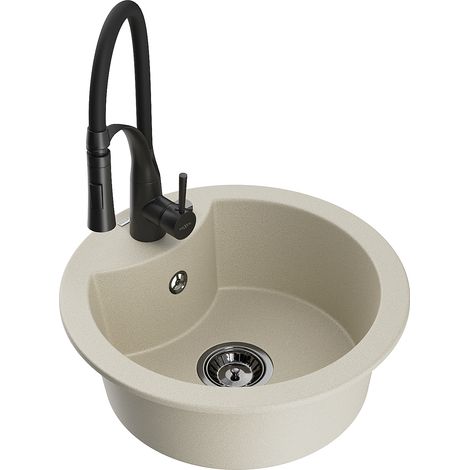 Mexen Diego granitspüle 1-becken mit Küchenarmatur Aster, beige - 6512-69-73450-70-B (1/5)