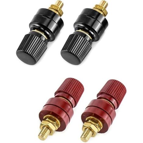 Borne de Liaison en Laiton M6 – 4 Pièces Rouges et Noires pour Connexion Électrique Sûre et Fiable (1/5)