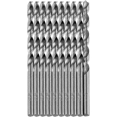 Lot de 10 forets hélicoïdaux extra longs en acier rapide avec poignée droite, accessoires de polissage électrique pour métaux et bois, 4 mm (1/5)
