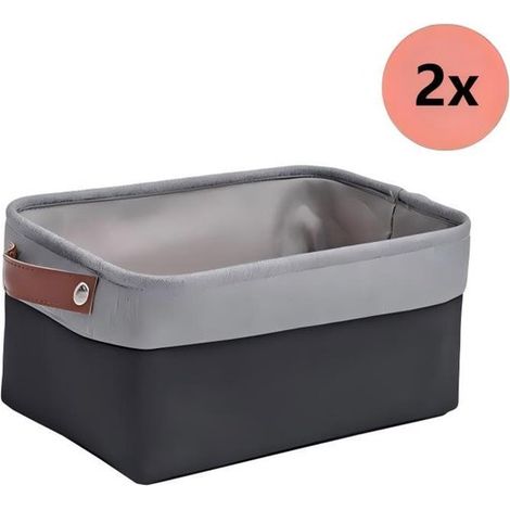 Aufbewahrungskorb-Set,2-teilig,Stoffbox mit Ledergriff,Faltbarer Aufbewahrungskorb,Geeignet für Spielzeug,38 x 28 x 24 cm,Ausführung 2 (1/5)