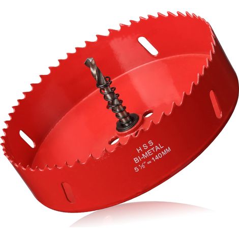 Couronne de forage de 140mm, Scie Cloche pour Bois, Foret Circulaire Bi-métal pour Placoplatre, Plastique, UPVC, Fibre de Verre (1/5)