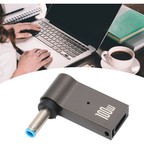 Adaptateur Chargeur PD 100W 5A Type C Femelle vers Mâle 4.5x3.0mm pour PC Portable HP, Coque Alliage Aluminium (1/5)