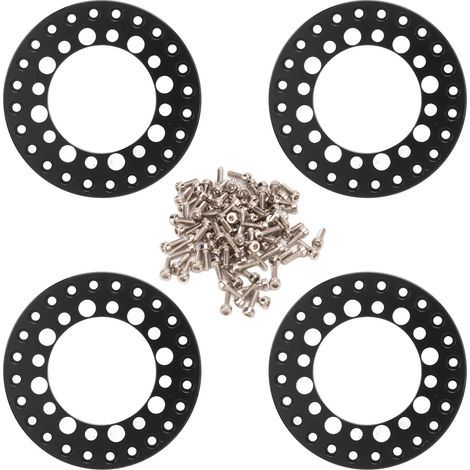 4 Pièces Bague de Verrouillage de Jante Extérieure 1,9 Pouce en Alliage d'Aluminium Réutilisable pour Voiture RC Traxxas 1/10 Accessoires Noir (1/5)