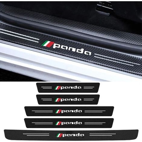 (1 pièce pour coffre) Seuil de porte avant et arrière Fiat avec badge PANDA,protection en fibre de carbone pour pédale de bienvenue,pare-chocs et seuil de coffre Autocollants de protection (1/3)
