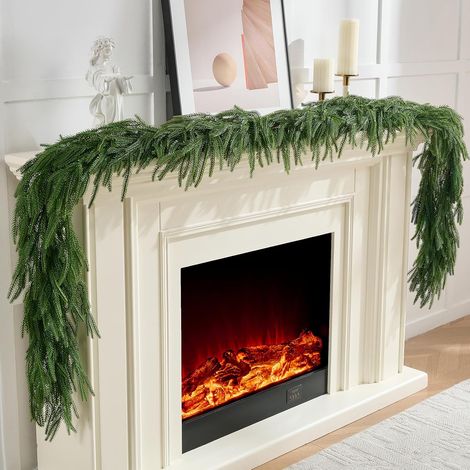 Couronnes de pin aspect réaliste idéales pour l'hiver et Noël décorations d'intérieur d'extérieur feuillage artificiel. lot de 2 1,80 m (1/5)